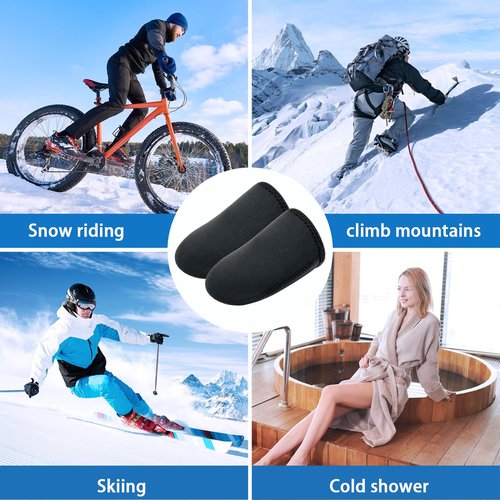 KAHIT Neoprene Toe Covers 2 Pairs 3mm Reusable Toe Warmers Toe Warmers Reusable Heated Toe Warmers Ice Bath Toe Covers Toe Warmer Socks Heated Toe Socks Toe Covers for Ice Bath(2 Pairs-Black-M)