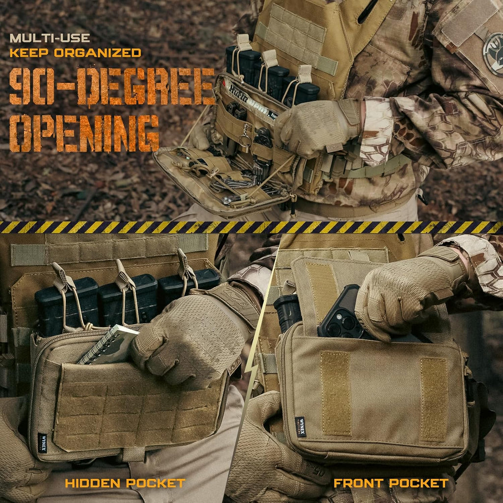 WYNEX Tactical Utility Tool Pouch - Kangaroo Style Molle Admin Organizer with Mag/Zipper Strip Insert