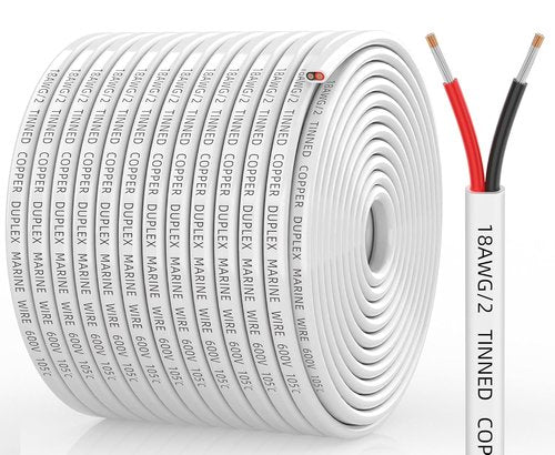 CONEPY 18 Gauge Marine Wire - Waterproof 18/2 Duplex Tinned Copper Cable for Boat, RV & Solar (200FT)