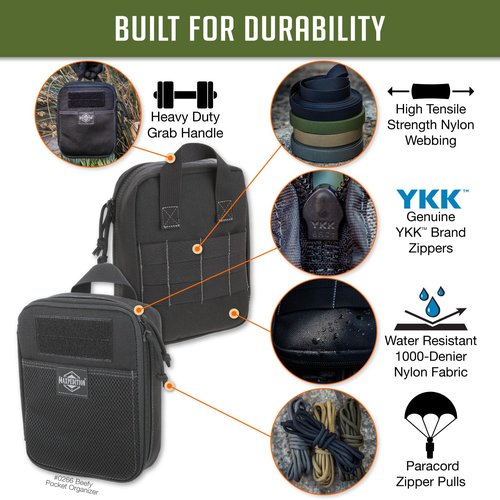 MAXPEDITION Beefy Pocket Organizer (Black) Compact, MOLLE-Compatible, 1000D Nylon Tactical Pouch, Everyday Carry Tool and Gear Storage for Outdoor, Tactical, Survival
