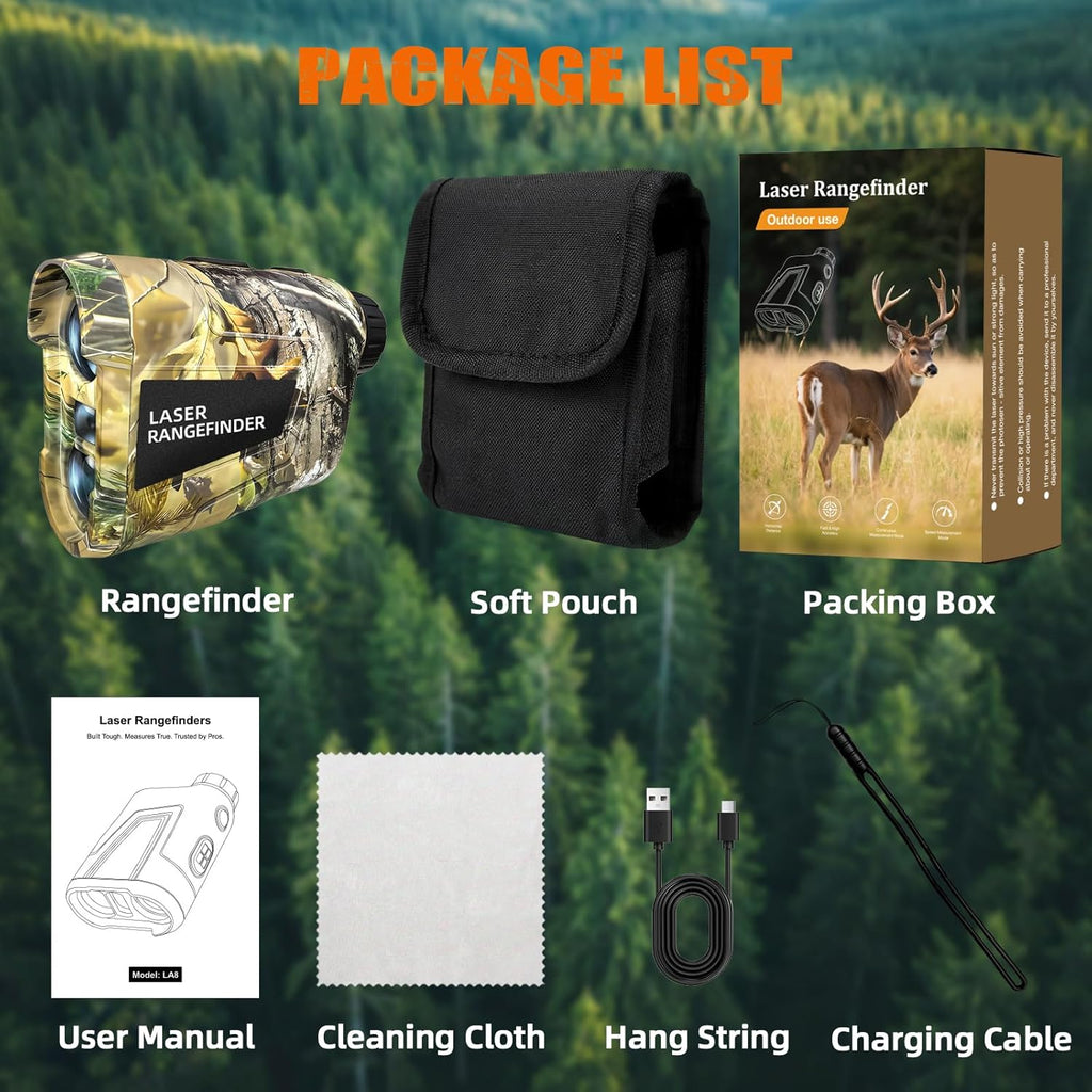 Skiennix Laser Rangefinder - 1000 Yards, Rechargeable with Slope/Angle/Speed/Scan | 6X Magnification, Camo Waterproof for Golf & Archery
