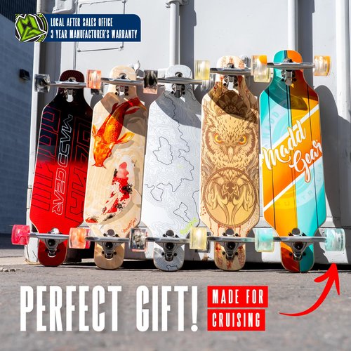 Cruiser Skateboard for Adults & Teens – Lightweight 31" Maple Deck – Smooth 70mm Wheels – Madd Gear Longboard (Flux)