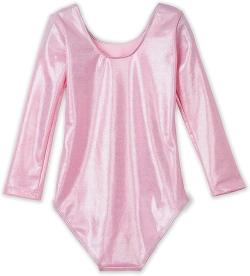 Domusgo Girls Gymnastics Leotards - Shiny Colorful Long Sleeve Bodysuits for Tumbling | One Piece Design