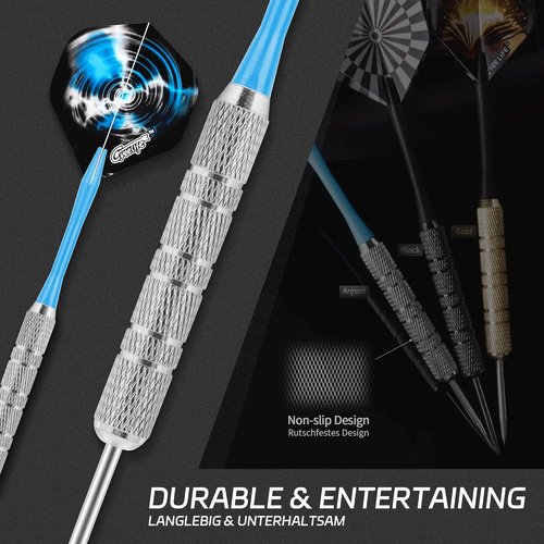 CyeeLife Professional Steel Darts Set - 18 Metal Tip Darts with Shafts & Flights for Beginners