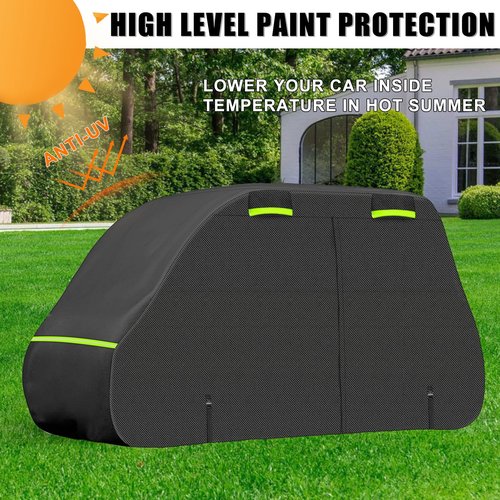 SAPUBK 4 Seat Golf Cart Cover Replace for Chrysler/Polaris GEM E4 Neighborhood Electric Vehicle with Side Zipper Door for Outdoor Rain Snow Dust Protection
