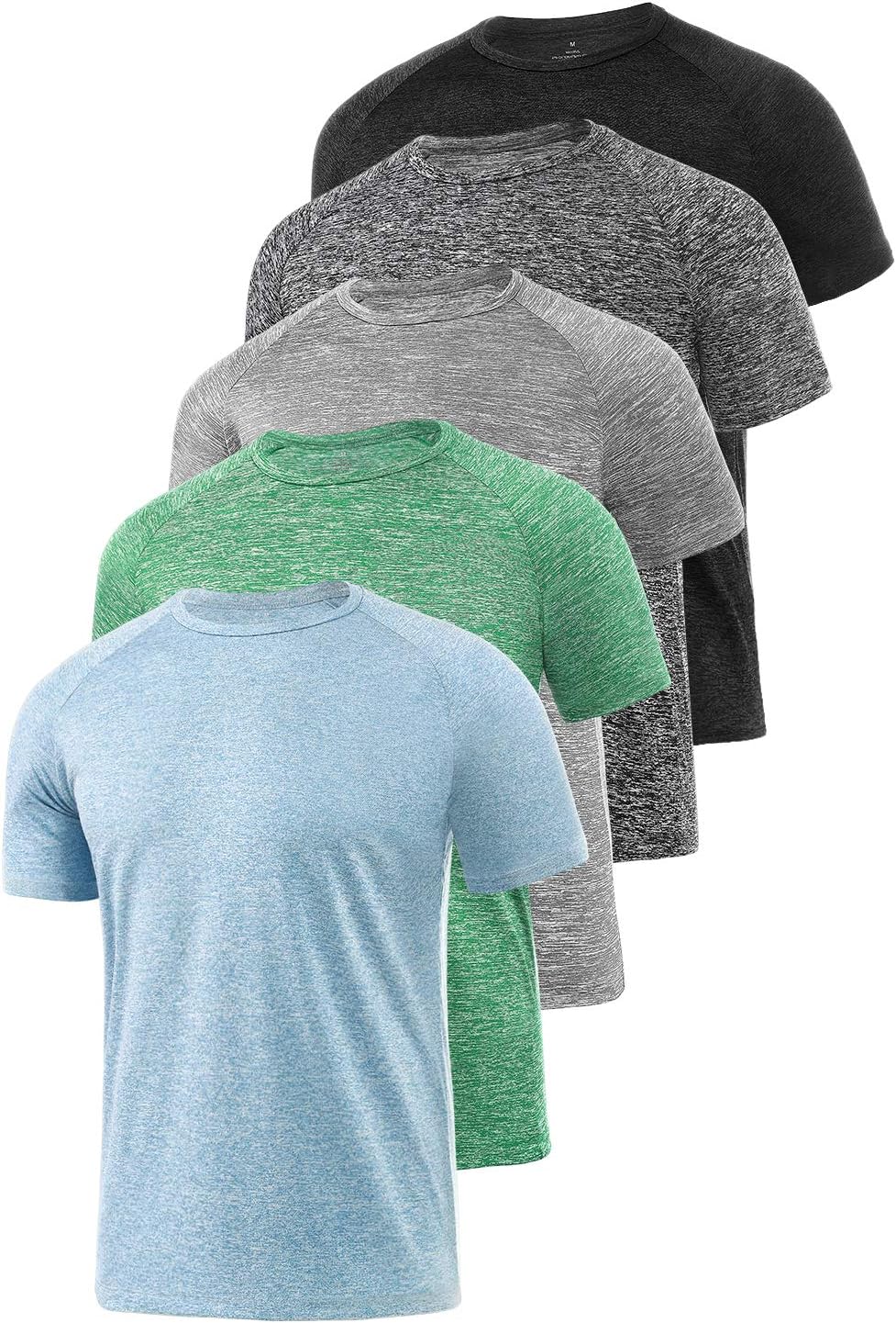 Xelky Men's Dry Fit Athletic T-Shirts - Moisture-Wicking Short Sleeve Gym Tops | 4-5 Pack