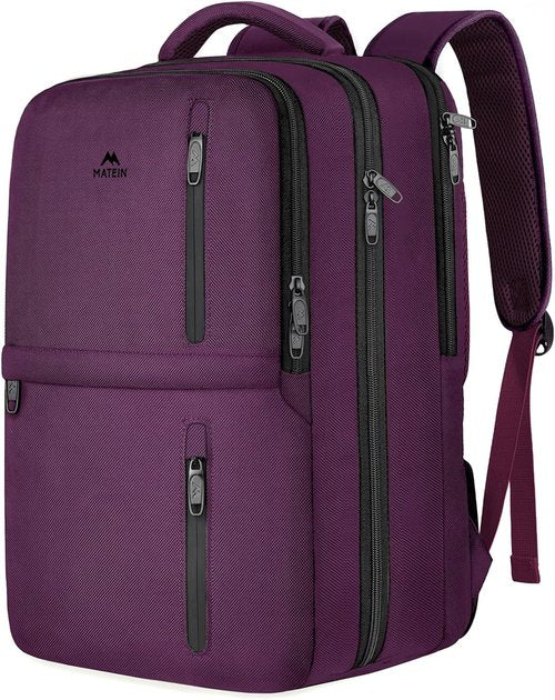 MATEIN 45L Travel Backpack for Women - Airline Approved, Water Resistant, Fits 18" Laptop | Purple
