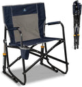 GCI Outdoor Freestyle Rocker Camping Chair - Portable Folding Rocking Chair with Drink Holder & Comfortable Backrest - Indigo Blue