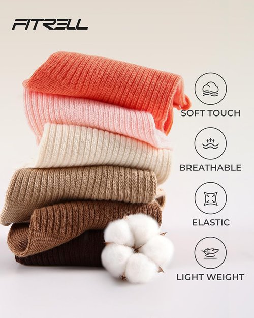 FITRELL Ruffle Socks - 6 Pairs of Soft, Breathable, Cute Lettuce Ankle Crew Socks for Women