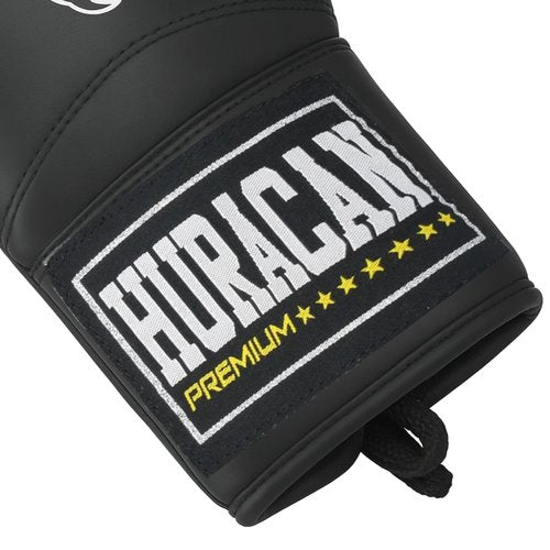 Genuine Leather Boxing Gloves – Special Satin Edition – Lace Up Training & Sparring Gloves – Muay Thai, Kickboxing & MMA – 14,16 oz – Huracan Premium (Black, 16 oz)