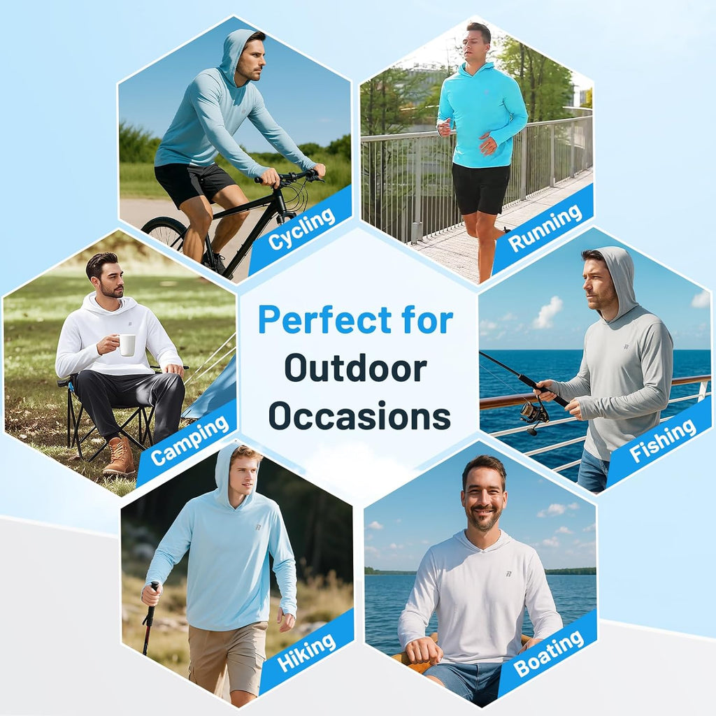 Runhit Fishing Shirt for Men - UPF 50+ Long Sleeve Sun Protection Hoodie | Lightweight Outdoor Wear