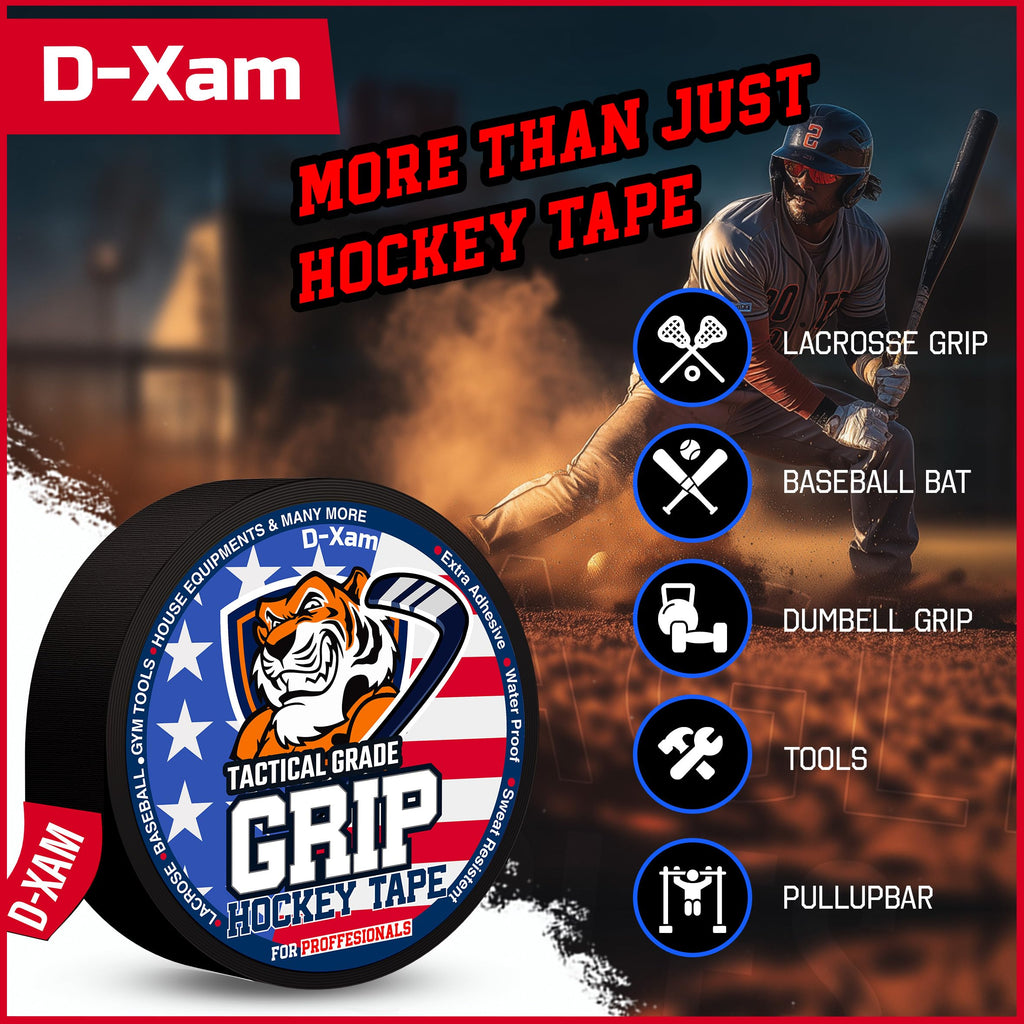 Hockey Tape Black Grip Tape 2 Roll Athletic Sports Tape 1inch Multipurpose Cloth Tape for Lacrosse Stick Handles Pullup Bars Tools Fingers - Water-Resistan Protect from Scratches Smudges Goon Tape
