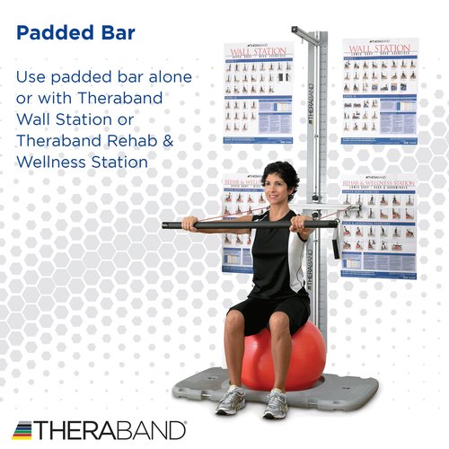 THERABAND Resistance Band Padded Bar, Attachment for Resistance Bands and Tubing, 3 Foot Bar with two "D" Ring Connectors for Wellness Station, Pilates, Yoga, Home Workouts without Weights