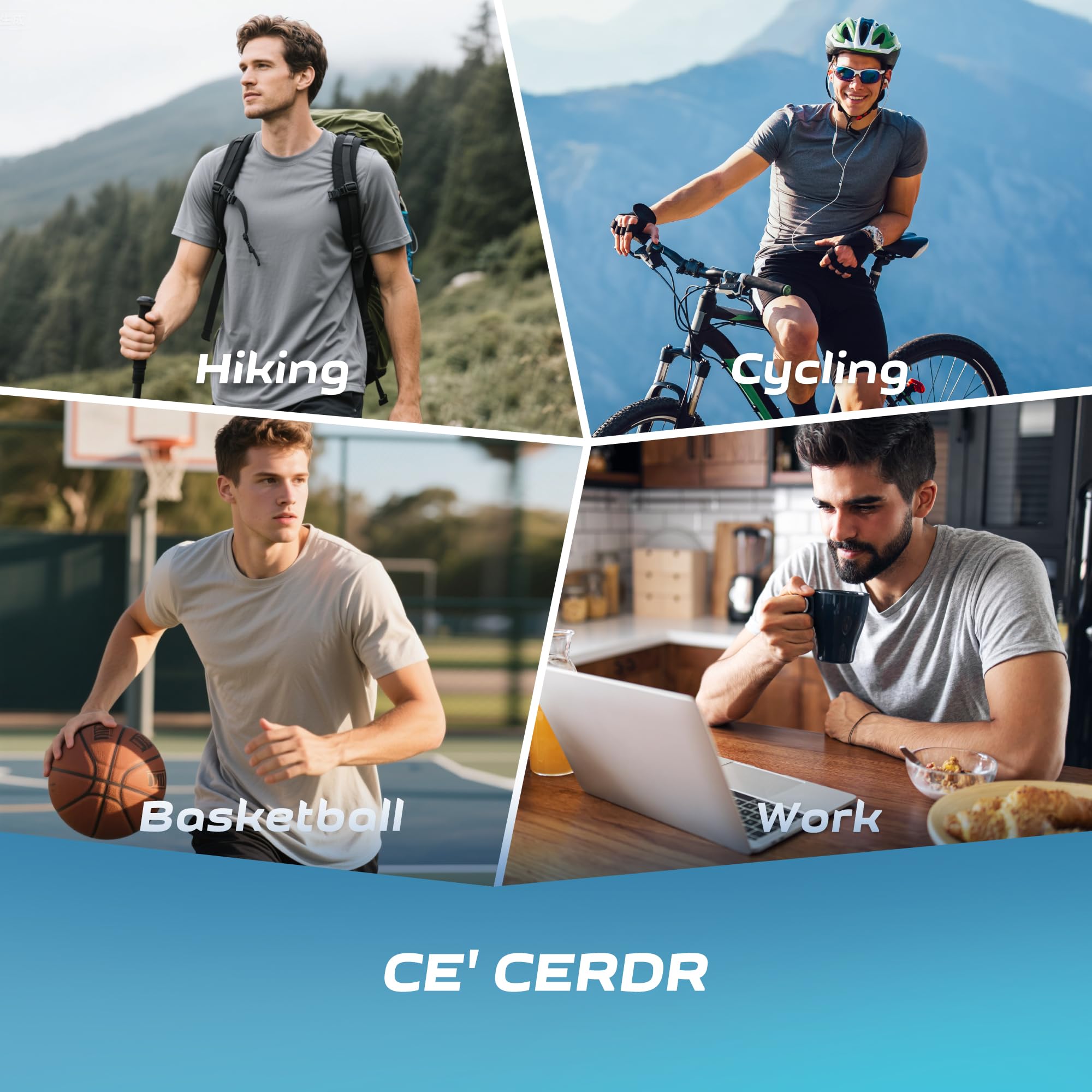 CE' CERDR Mens Workout Shirts Quick Dry Performance Short Sleeve Athletic Shirt