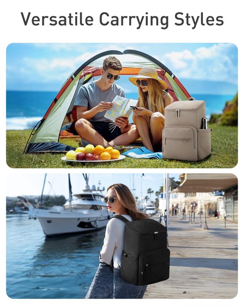 TOURIT Insulated Backpack Cooler: 30 Cans Waterproof Leakproof Soft Cooler Bag Beach Travel Picnic Camping Black