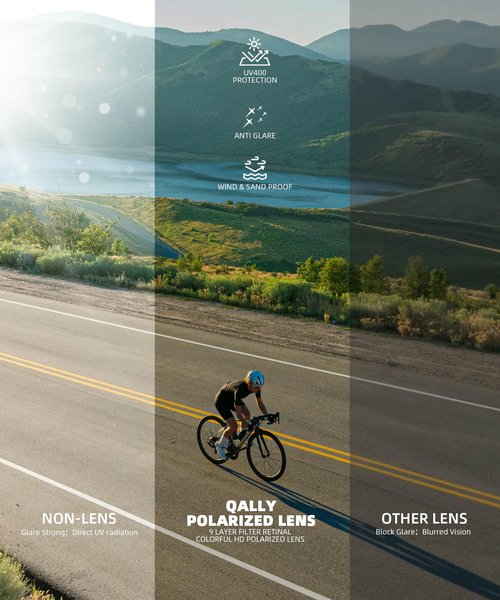 QALLY Polarized-Sunglasses-Men Sports Mens-Sunglasses: Sun-Glasses with UV Protection for Fishing Driving Running Cycling