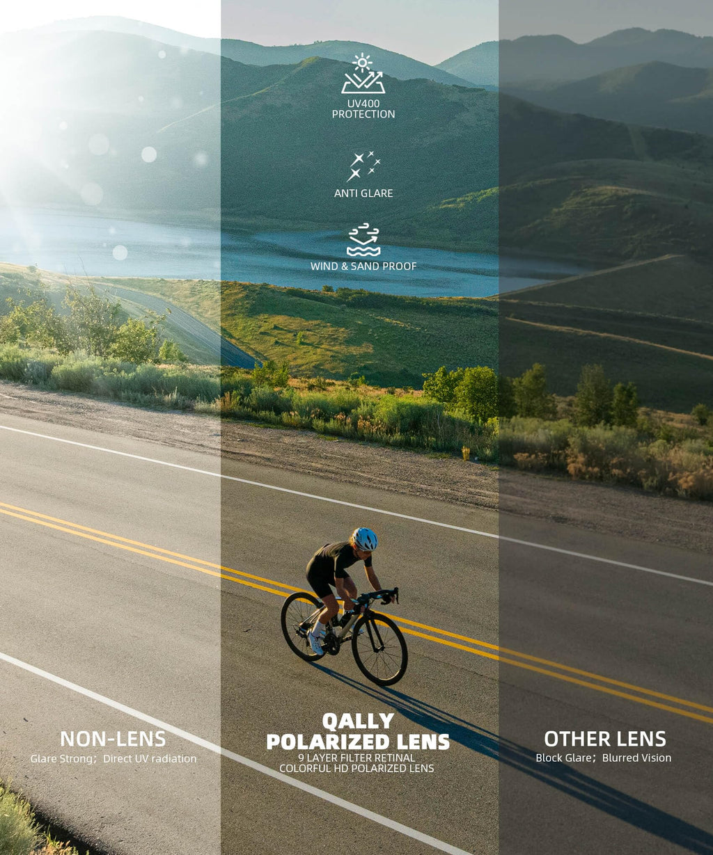 QALLY Polarized-Sunglasses-Men Sports Mens-Sunglasses: Sun-Glasses with UV Protection for Fishing Driving Running Cycling