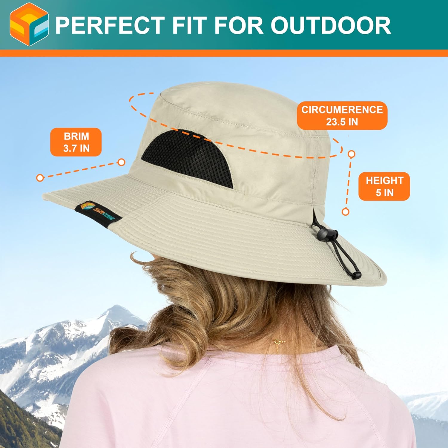 SUN CUBE Wide Brim Sun Hat - UV Protection Fishing & Hiking Bucket Hat | UPF 50+ for Men & Women