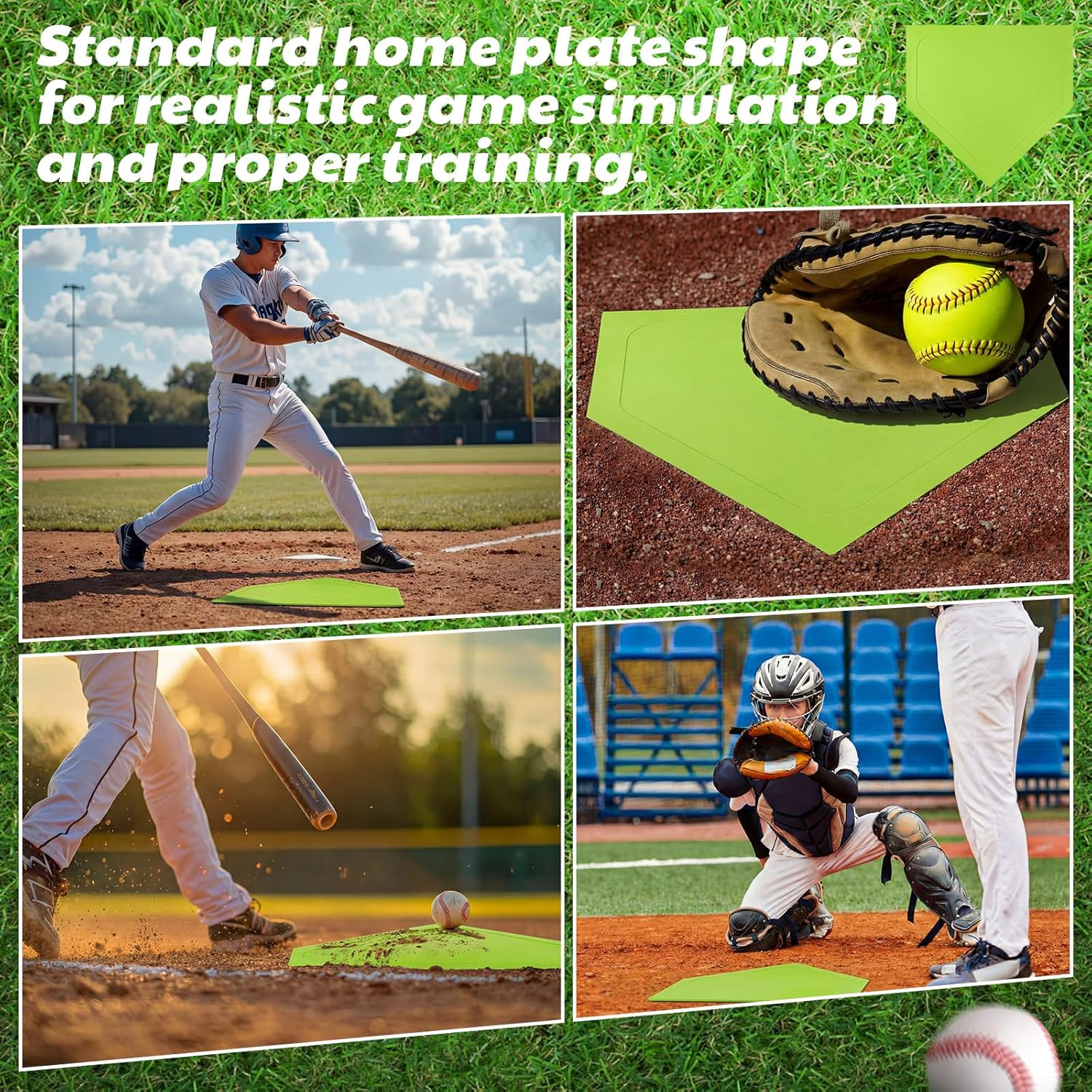 Soulchen Baseball Home Plate - Portable Rubber Base for Practice | Ideal for Batting & Pitching Training
