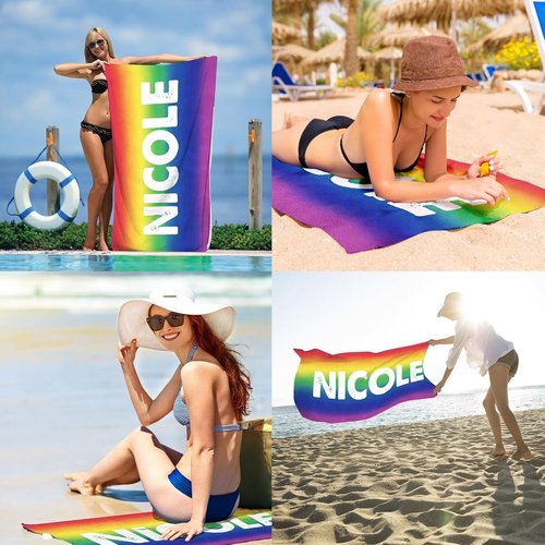 Dreamdecor Personalized Beach Towel - Custom Striped Microfiber, Sand-Free & Fast-Drying | Ideal for Kids & Adults