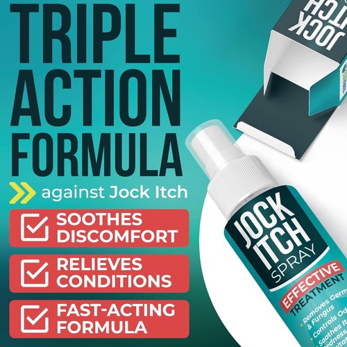 Jock Itch Spray - Antifungal Relief for Itchy Skin in Groin & Inner Thighs | Fast Absorption & Soothing Formula