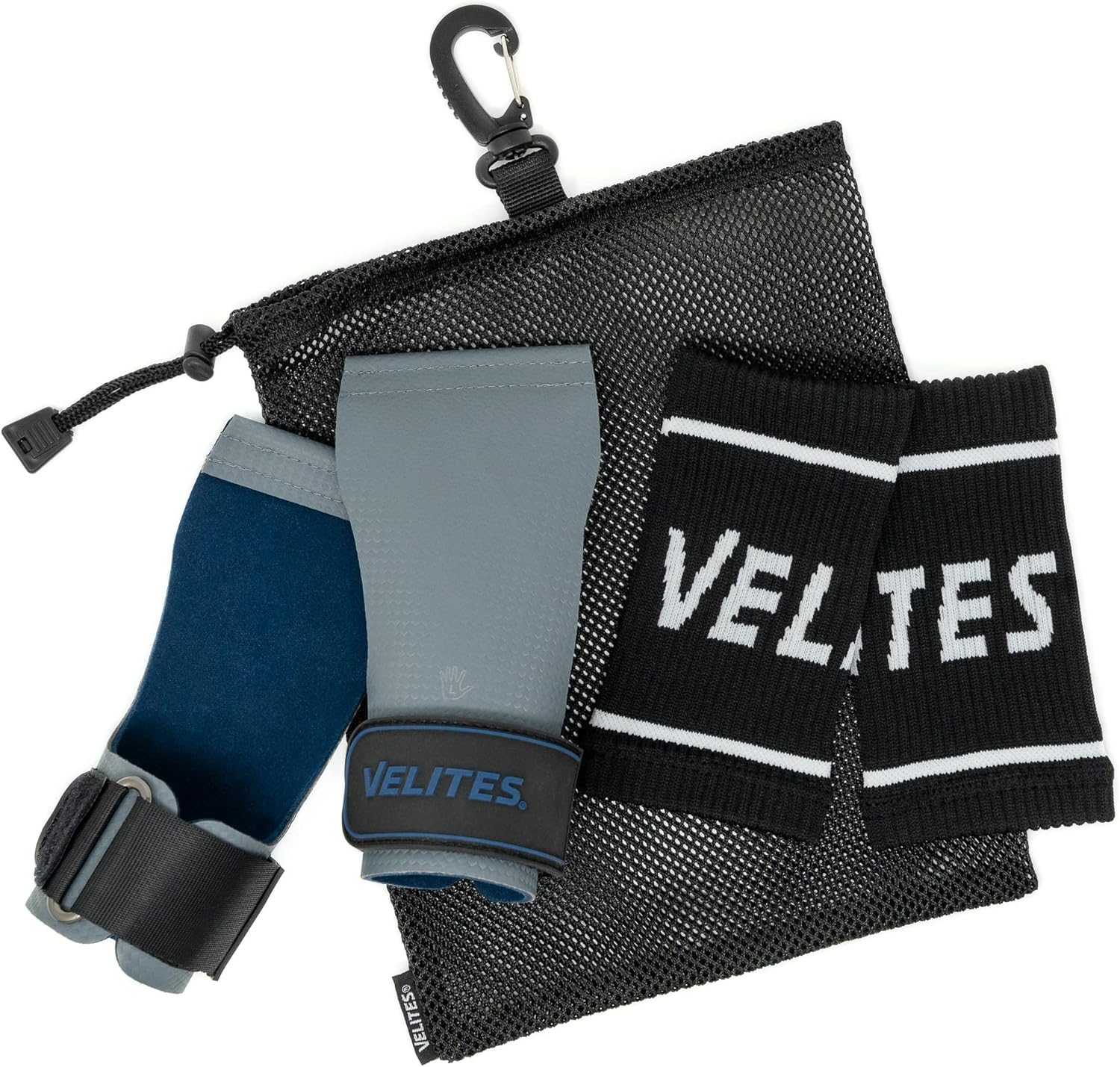 Velites - Official Crossfit® Games Quad Ultra Grips - No Chalk and Smooth Bars - Wristbands and Carry Bag Included - Pull-ups, Muscle-ups and Toes to bar