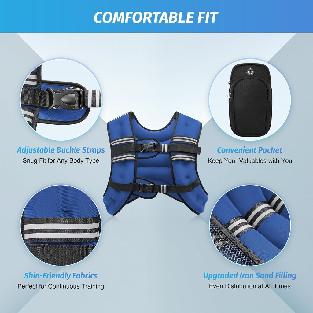 ZELUS Weighted Vest - Adjustable 6lb to 30lb for Enhanced Workout & Strength Training | Reflective Stripe
