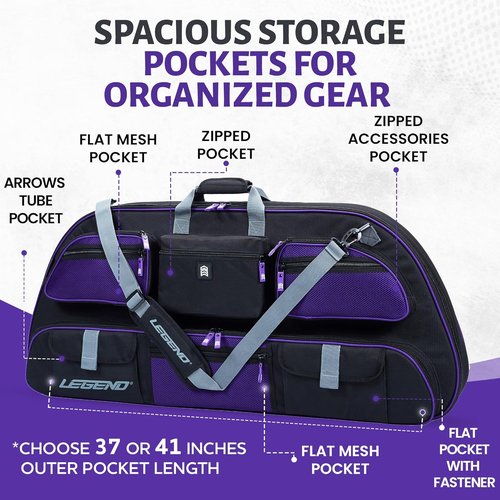 LEGEND Apollo Soft Bow Case - Lightweight Compound Bow Bag with Foam Padding & Storage | Fits 40" & 44" Bows