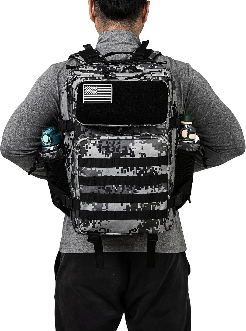 QT&QY Military Tactical Backpack - 25L/45L Molle Daypack for Men | Durable Hiking Rucksack with Bottle Holder