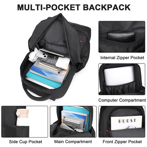 seyfocnia Gym Backpack for Men, Waterproof Sports Backpacks With Shoe Compartment Lightweight Workout Trainning Back Pack Casual Travel Daypack-Black