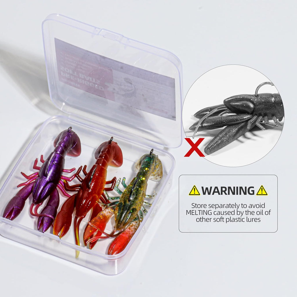 Pre-Rigged Weighted Shrimp & Crawfish Fishing Lures - Realistic Soft Bait for Bass, Trout & Crappie