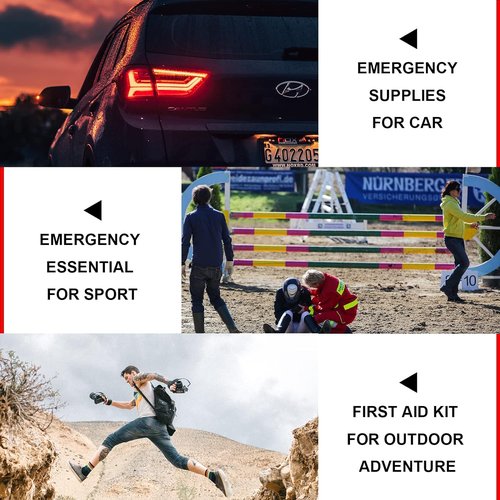 **Travel First Aid Kit by [Brand Name] | 300PCS Portable Emergency Survival Set for Outdoor Adventures - Red**