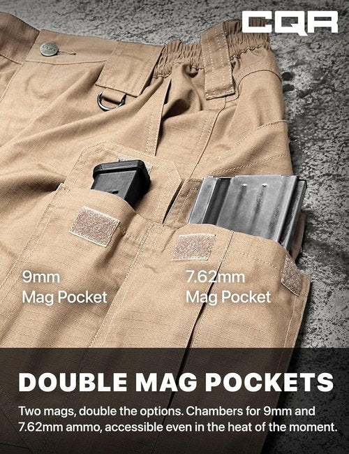 CQR Men's Tactical Pants - Lightweight Water-Resistant Ripstop Cargo for Hiking & Work