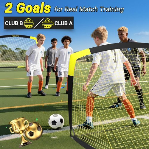 Happy Jump Portable Soccer Goal - 7x5 FT & 5x3.6 FT | Durable Design for Youth Ages 6-14, Easy Setup