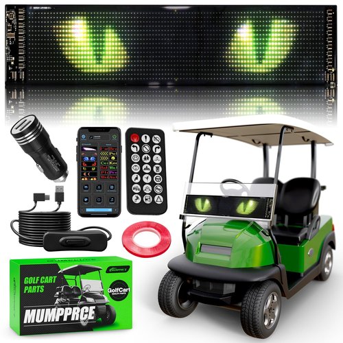 Golf Cart Devil Eyes Light Sign Screen, Programmable-Animations Flexible Screen for Golf Cart Windshield, DIY Dynamic text, graffiti, patterns With App&Remote Control, 23.4"x4.7" Windshield Decoration