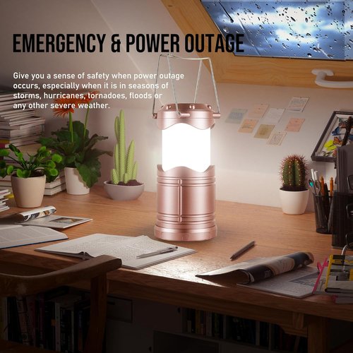 Lichamp LED Camping Lantern - 4 Pack Battery-Powered Flashlights for Emergencies | Portable & Collapsible