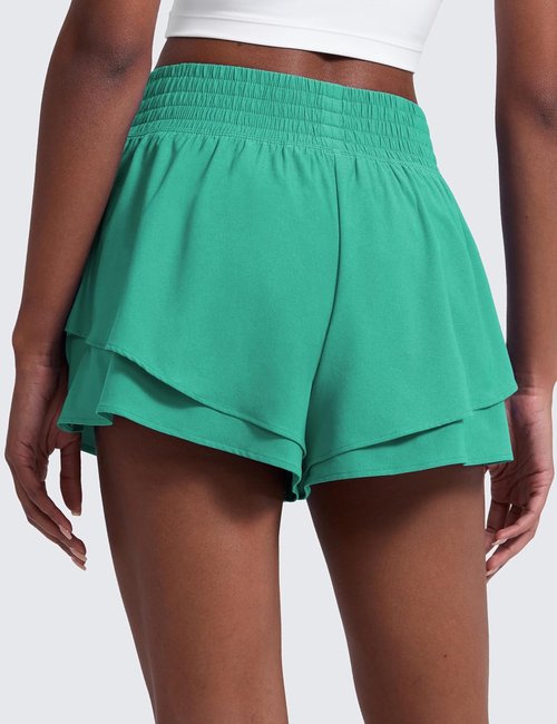 CRZ YOGA Athletic Shorts for Women - High Waisted 2.5" Drapey Double Ruffles Tennis Skorts