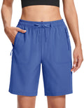 MAGCOMSEN Golf Shorts for Women 8" Hiking Shorts Lightweight Quick Dry Water Resistant Shorts Blue Grey XL
