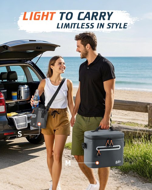 Mini Lunch Cooler Bag, 7 Can Insulated Ice Chest Box for Men Women, Waterproof, Leak-Proof, Portable Lunch Box for Work, Beach, Drink, Travel, Camping, Picnic (Small, Dark Gray)
