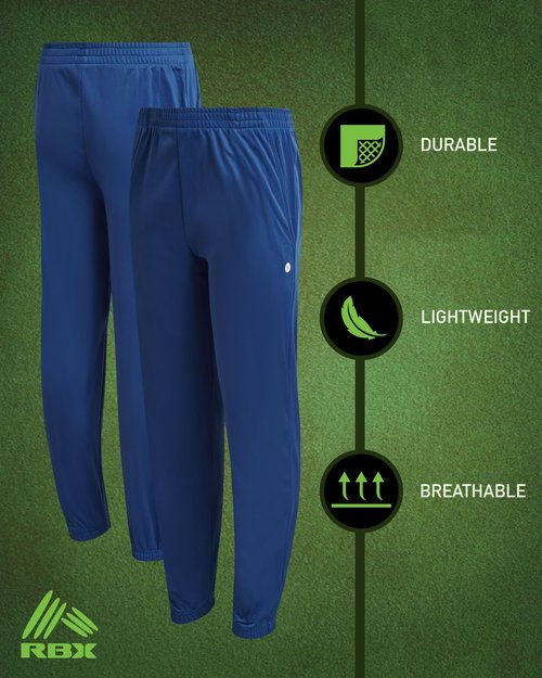 RBX Boys Sweatpants - 4 Pack Performance Tricot Boys Joggers with Elastic Waist & Pockets - Soft Stretch Kids Athletic Pants, Size 10-12, Syrah Navy Black