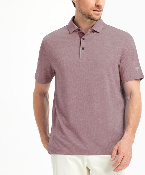 M MAELREG Golf Shirts for Men - Moisture-Wicking Performance Polo | Short Sleeve Heather Jacquard