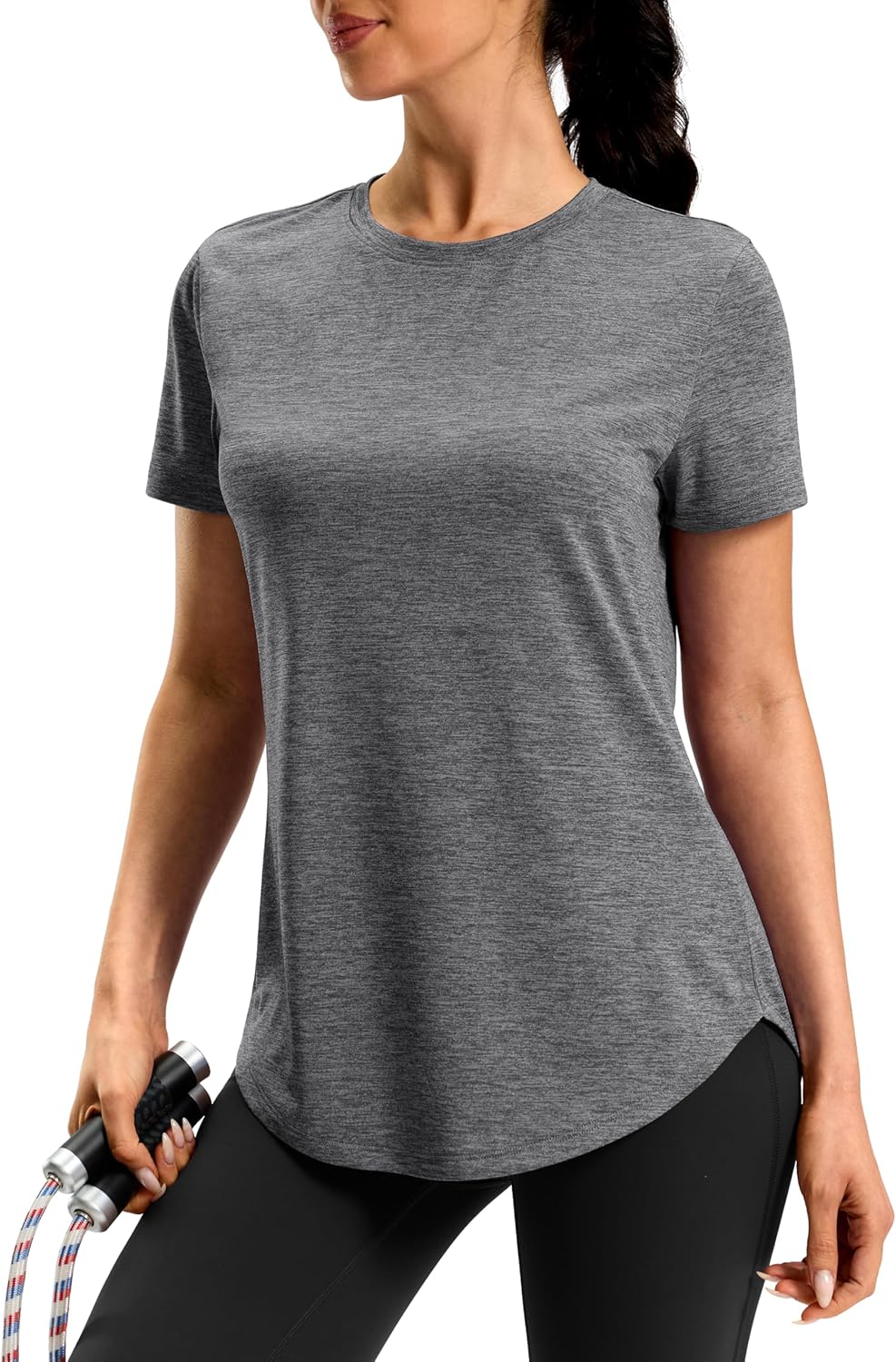 Skiennix Women's Workout Shirt - Lightweight Short Sleeve Dry Fit for Hiking & Running | Bum-Covering Length