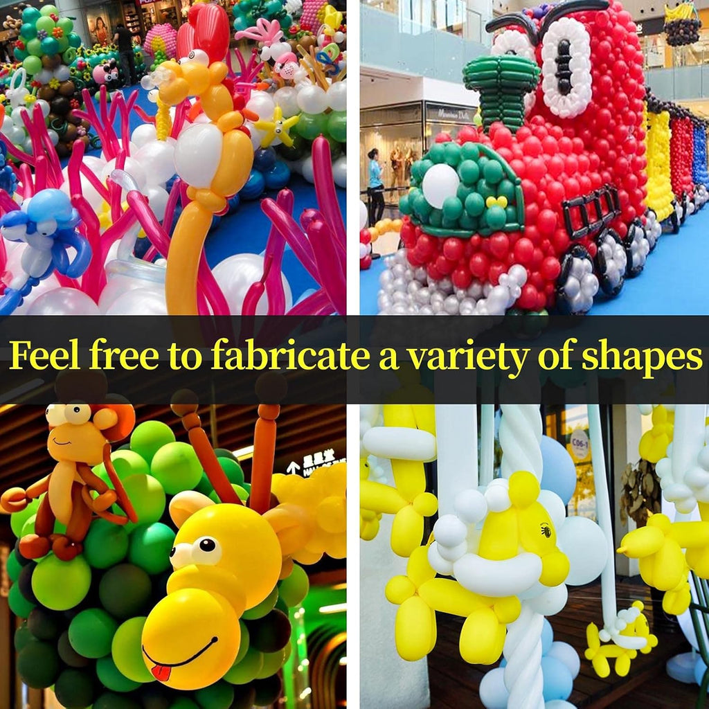 Skiennix 100Pcs Clear 260 Latex Balloons - Premium Quality Long Skinny Balloons for Kids' Parties
