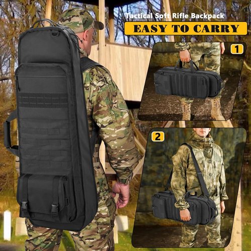 GOBUROS Tactical Rifle Bag - Padded Soft Case for 36” Rifles with 3 Magazine Holders & Molle System
