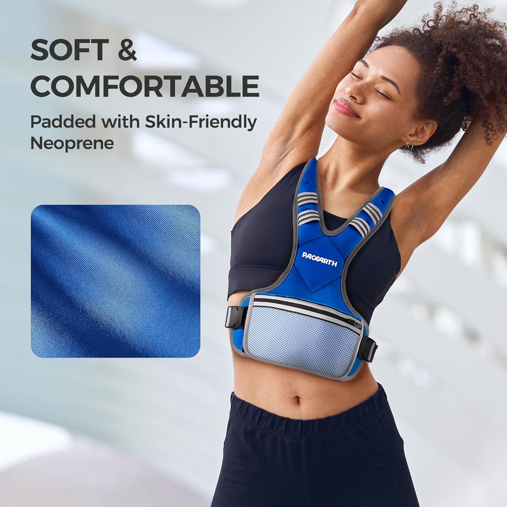 PACEARTH Adjustable Weight Vest - X-Shape Design for Home Workouts | 4-32lbs with Zipper Pouch & 6 Weights in Pink, Gray, Black
