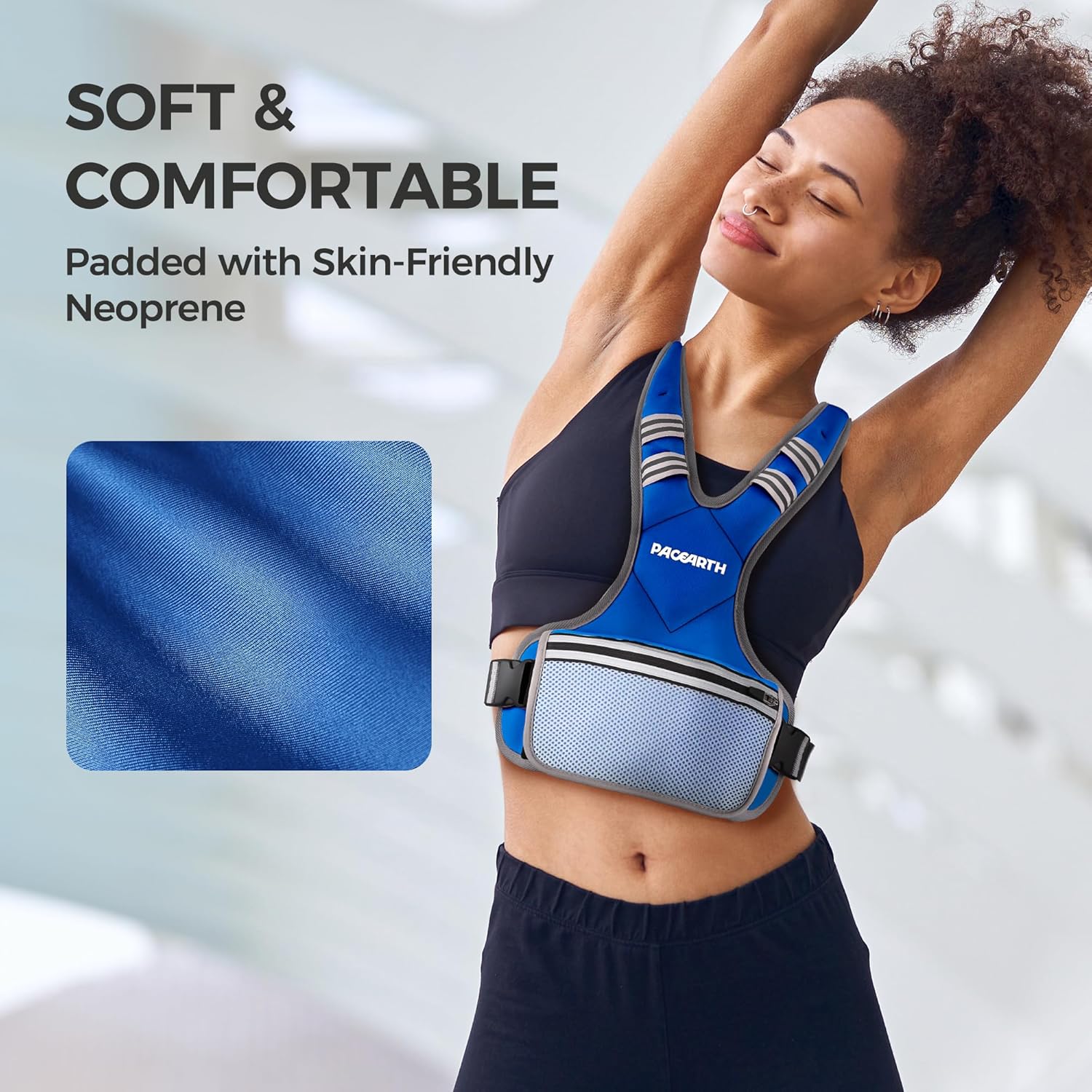 PACEARTH Adjustable Weight Vest - X-Shape Design for Home Workouts | 4-32lbs with Zipper Pouch & 6 Weights in Pink, Gray, Black