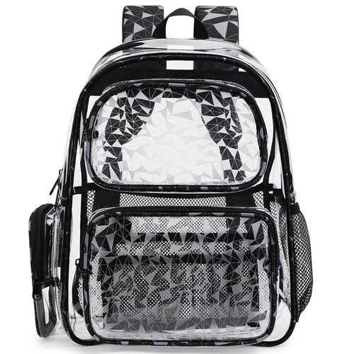 TINYAT Heavy Duty Clear Backpack for Stadium Events Transparent Backpack for Women See Through Bookbag Cute Clear Plastic Bag
