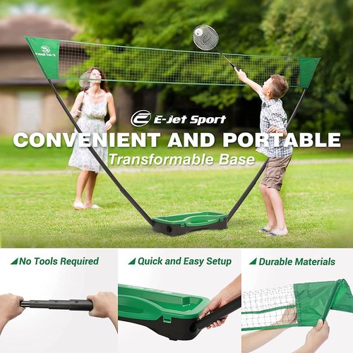 Portable Badminton Net Set with Storage Base, Rackets and Shuttlecocks Combo for Backyard Training, Beach, Park