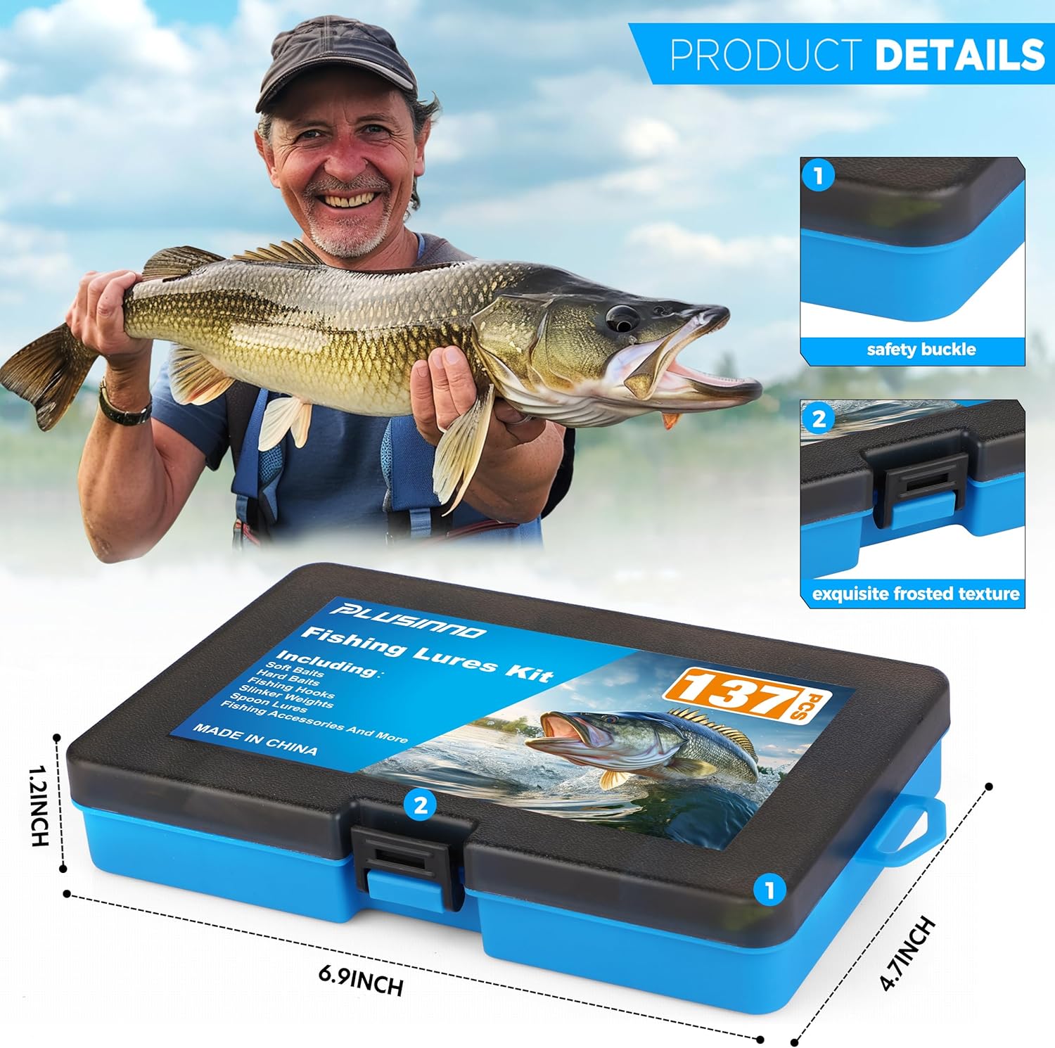PLUSINNO Fishing Lures Kit - 137Pcs Tackle Box with Crankbaits, Hooks & Weights for Freshwater Bass Fishing