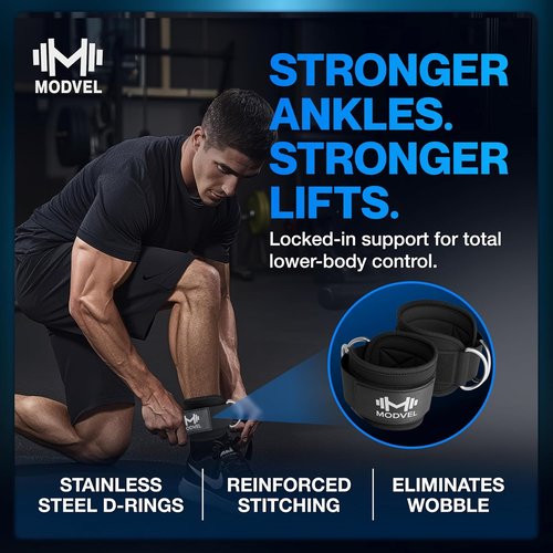 Modvel Gym Ankle Strap - Adjustable Padded Support for Glute & Leg Kickbacks | Perfect for Strength Training & Rehab